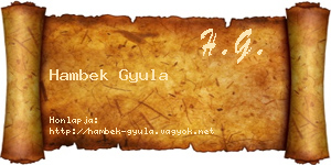 Hambek Gyula névjegykártya